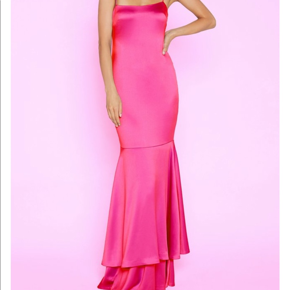 Likely Aurora Satin Gown in Fuchsia